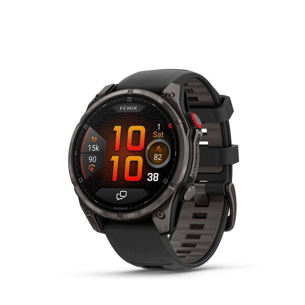 Photos - Smartwatches Garmin Fenix 8 Pro 47 mm AMOLED GPS Smartwatch Sapphire Carbon Gray DLC Titanium with Black/Pebble Gray Silicone Band 