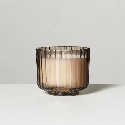 14oz Lidded Gray Glass Jar Crackling Wooden 3-wick Candle With Clear Label  Leather + Embers - Threshold™ : Target
