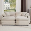 2-Seater Corduroy Sofa Bed with 2 Footrests and Flexible Combination for Living Room - 2 of 4