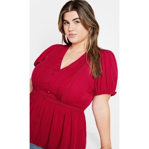 Women's Plus Size Laila Top - cranberry | CITY CHIC - 1 of 4