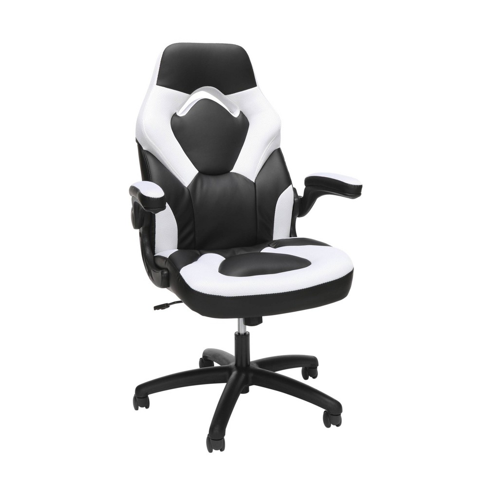 RESPAWN 3085 Ergonomic Gaming Chair with Flip-up Arms White: Bonded Leather, Steel Frame, Lumbar Support