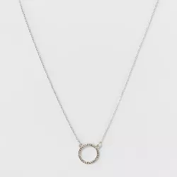 Pave Open Circle Short Pendant Necklace - A New Day™ Silver