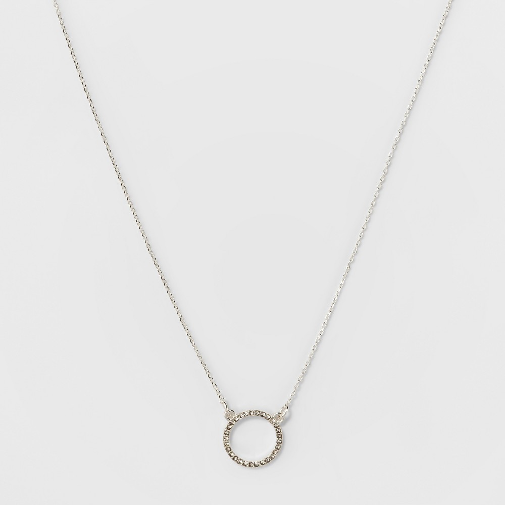 Pave Open Circle Short Pendant Necklace - A New Day™ Silver