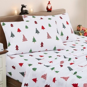Printed Holiday 4pc Sheet Sets, Easy Care, Soft & Wrinkle-Resistant Holiday Bedding by Sweet Home Collection™ - 1 of 4