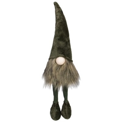 Northlight 20" Green Sitting Christmas Gnome with Knitted Dangling Legs