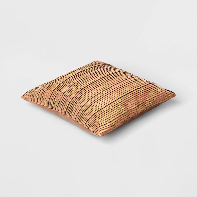 Geometric Patterned Pleated Satin with Metallic Embroidery Square Throw Pillow - Threshold™, 4 of 6