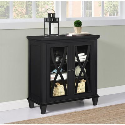 Ameriwood Home Ellington Glass Double Door Accent Cabinet with Shelves