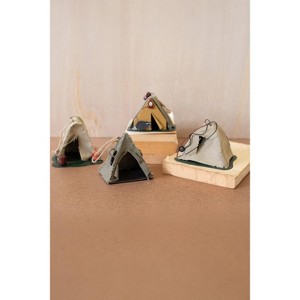 Tent-Shaped Christmas Ornaments – Set of Four – 7"Tall Hanging Decor by Kalalou - 1 of 4