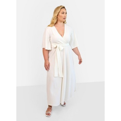 Rebdolls Women's Bianca Belted Maxi Dress - White - Medium