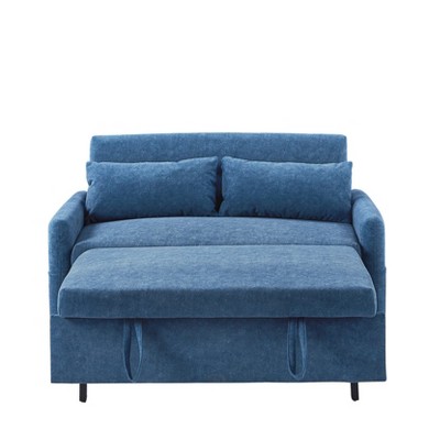 DOMETOUR 55.1 Inch Pull Out Sofa Bed Convertible Sleeper for Living Room Bedroom, Futon Loveseat Sofa Couch with2 Pillows USB Ports
