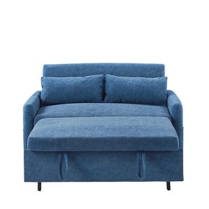 DOMETOUR 55.1 Inch Pull Out Sofa Bed Convertible Sleeper for Living Room Bedroom, Futon Loveseat Sofa Couch with2 Pillows USB Ports - 1 of 4