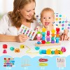 Wooden Beads Sequencing Toy Set with Stacking Blocks and Lacing, STEM Activity for Ages 2-5 - 2 of 4