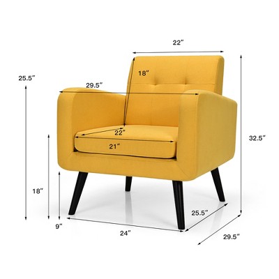 Yellow Barrel Accent Chair with Rubber Wood Legs
