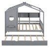 Wooden Full Size/Twin Size House Bed With Trundle, Platform Bed Frame With Storage Shelves, Easy Assembly For Girls Boys - 4 of 4
