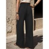 Coolmee Women Casual Wide Leg Pants High Waisted Elastic Tie Knot Stripe Boho Beach Trousers with Pockets - 3 of 4