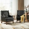 Pedro Genuine Leather Arm Chair with Solid Wood Frame and Removable Seat Cushion,Set of 2|ARTFUL LIVING DESIGN - image 2 of 4