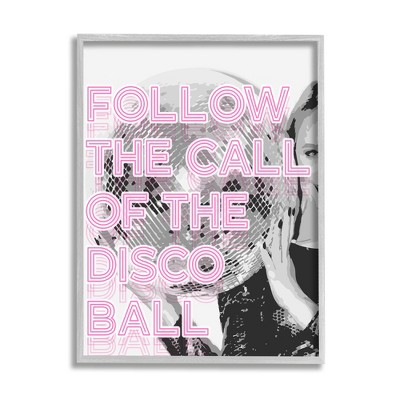 Stupell Industries Call Of The Disco Ball Phrase Framed Giclee Art