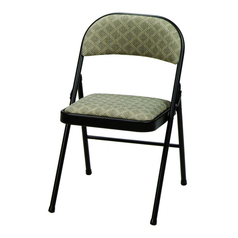 MECO Sudden Comfort Deluxe Zuni Fabric Padded Folding Chair with Steel Frame and Fully Contoured Backrest for Indoor Outdoor Use, Black (Set of 4), 2 of 7