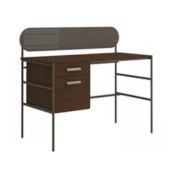Radial Single Computer Desk Umber Wood - Sauder