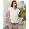 Women Tops for Summer Fashion Trendy Cap Sleeve V Neck Swiss Dot Chiffon Blouse Flowy Loose Fitting Teen T-Shirt - 2 of 4