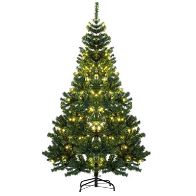 NAYSAYE 6ft Pre-Lit Artificial Pencil Christmas Tree, Full Xmas Tree with 1000 PVC Branch Tips, for Indoor Holiday Home Office Decor, Green