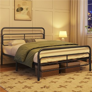Yaheetech Modern Metal Platform Bed with Geometric Patterned Headboard - 1 of 4