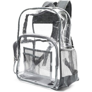Juvale Clear Backpack Stadium Approved, See Through Bag for Sports, Concert & Festival Events, Gray Trim, 6x12.5x17.5 In - 1 of 4