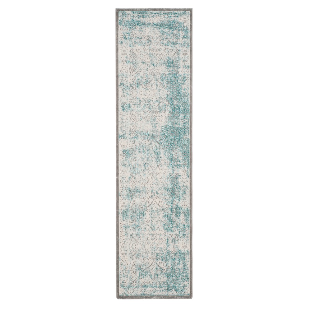 Turquoise/Ivory Swirl Loomed Runner 2'2inx6'