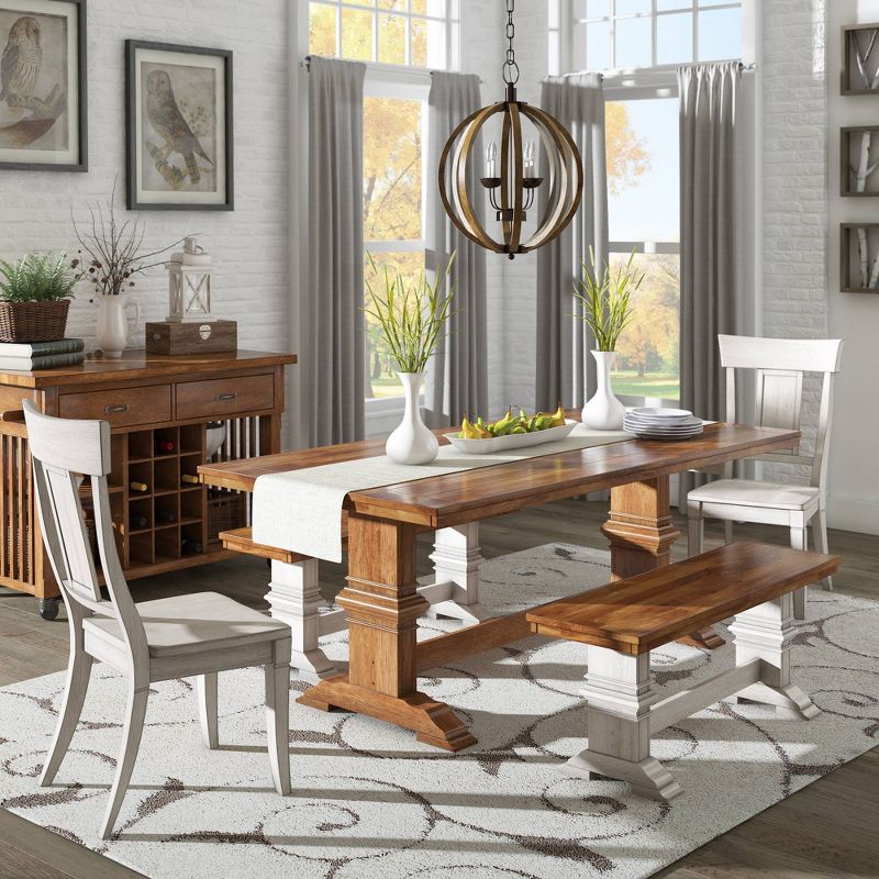 Delaney Two Toned Rectangular Solid Wood Top Dining Table - Inspire Q, 3 of 6