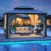 10'x12' Hardtop Gazebo, Aluminum Frame Permanent Pavilion, Double Polycarbonate Roof Canopy, Outdoor Gazebos Canopy for Garden, Lawns, Patio - 3 of 4