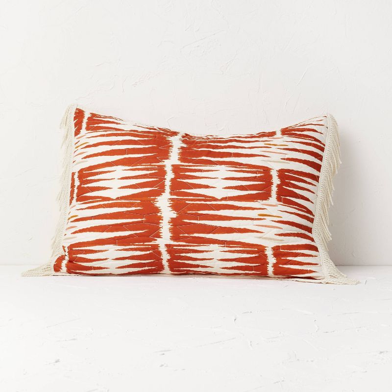 Printed with Fringe Groove Print Quilt Sham White/Burnt Orange - Opalhouse™ designed with Jungalow™, 1 of 5