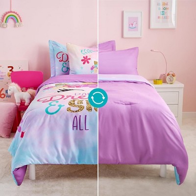 Purple Unicorn Microfiber Twin Bed in a Bag Set