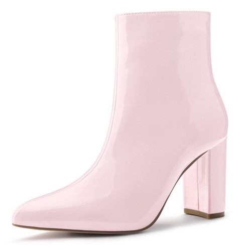 Allegra K Women s Halloween Pointed Toe Zip Chunky Heels Ankle Boots Pink 7 Target