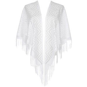 INSPIRE CHIC Shawls and Wraps for Evening Dresses Lace Mesh Fringe Scarves 1Pc - 1 of 4