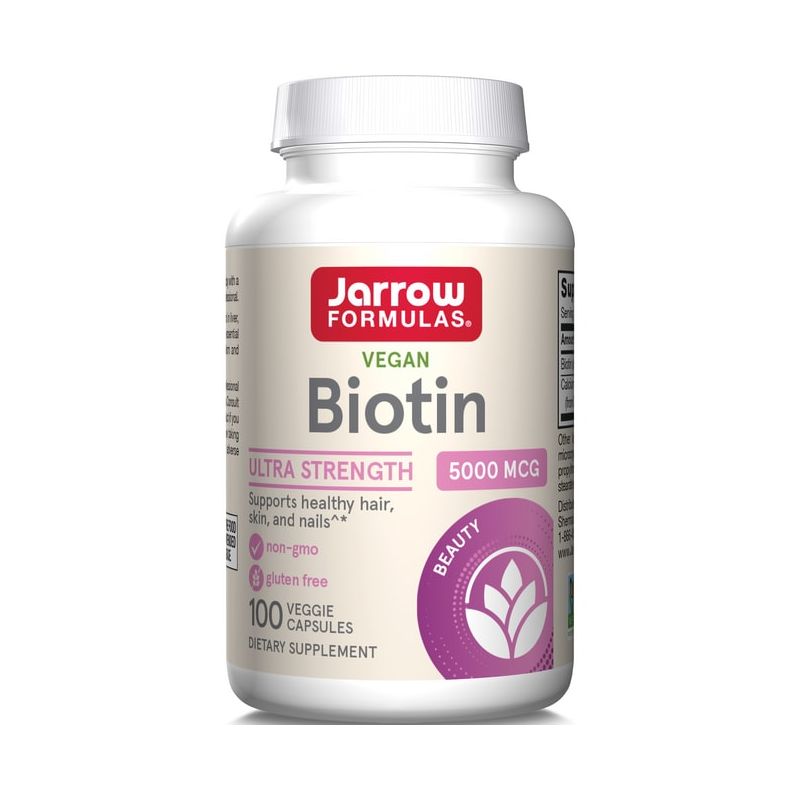 Jarrow Formulas, Inc. Vegan Biotin Ultra Strength 5,000 mcg 100 Veg Caps, 1 of 3