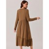 Seta T Women's Fall Long Sleeve Crewneck Pleated Tiered Swing Midi Dress with Pockets - 4 of 4