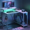 Pinmoco 42" Reversible L-Shaped Gaming Desk, LED Carbon Fiber Desk with Monitor Stand & Headset Hooks - 3 of 4