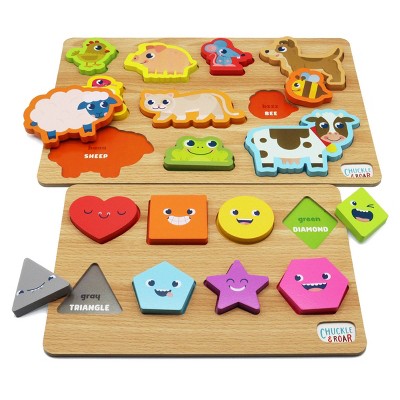 Chuckle & Roar Shapes & Animals Learning Puzzles - 2pk