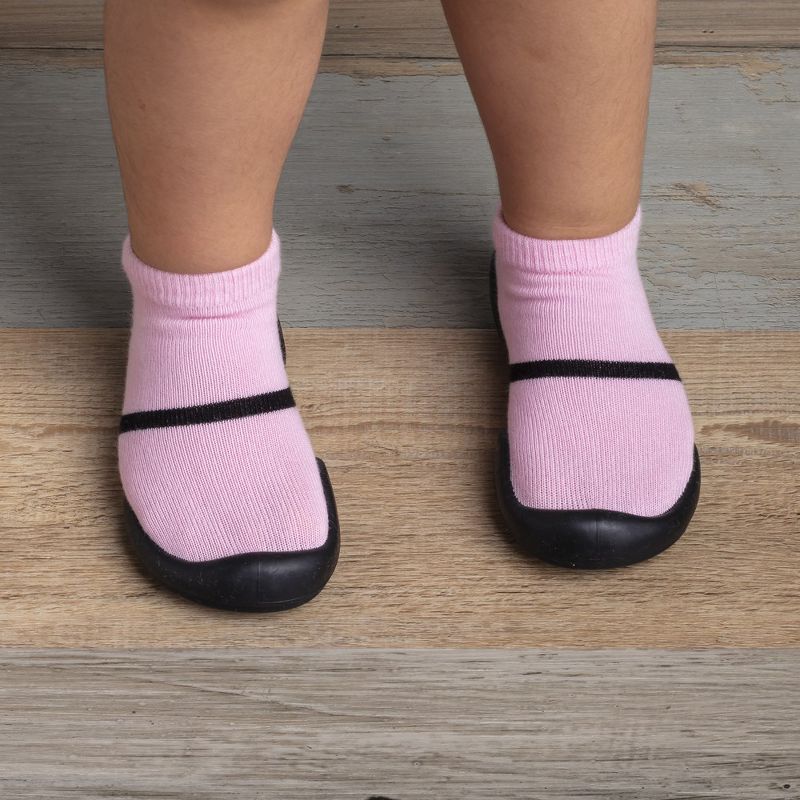 Komuello Baby  Girl First Walk Sock Shoes Mary Jane Pink, 5 of 8