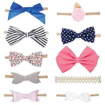 Parker Baby Co. Girl Headbands and Bows, Assorted 10 Pack of Hair Accessories for Girls