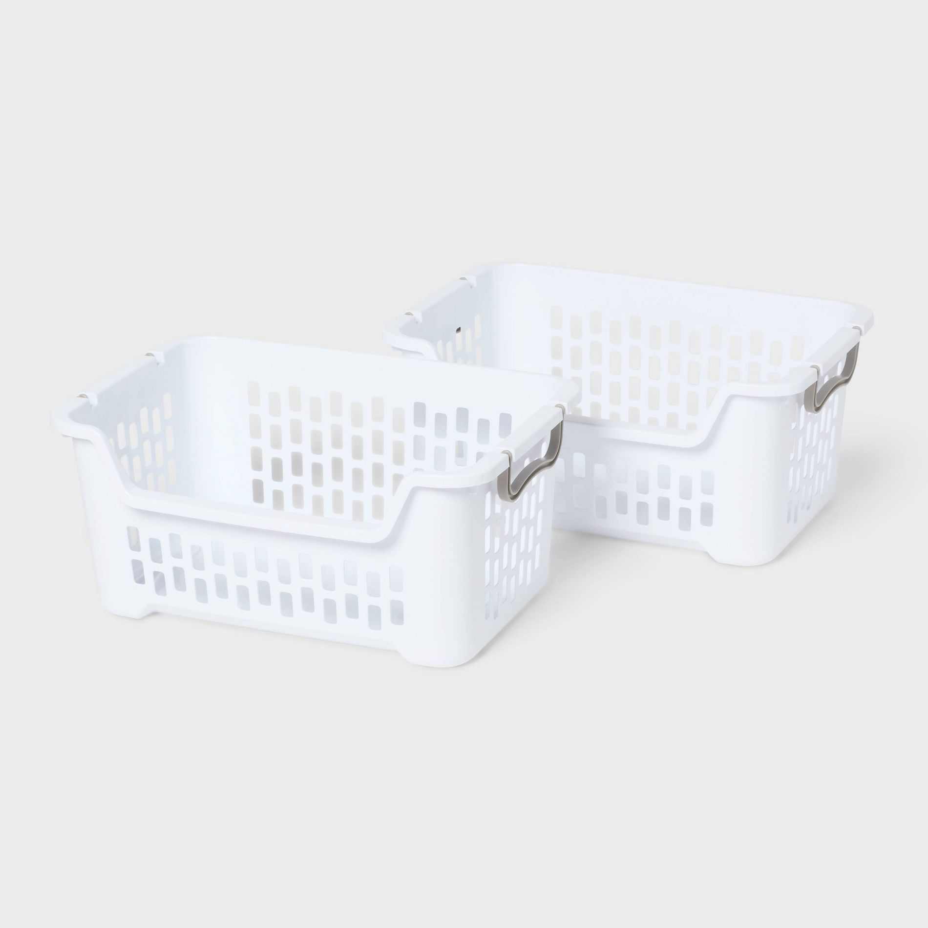 2pk Stacking Laundry Basket White - Brightroom™