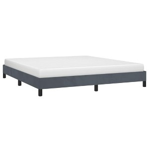Bed Frame Dark Gray Velvet (100% polyester), plywood, engineered wood - 1 of 4
