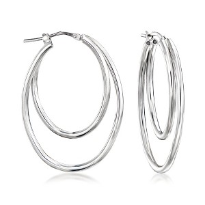 Ross-Simons Italian Sterling Silver Double-Oval Hoop Earrings - 1 of 3
