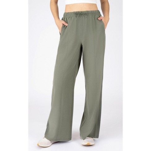90 Degree By Reflex Women Citylite Eleanor Wide Leg Pants with Side Slits -  Mulled Basil - X Small