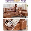 116 Inch Wide Faux Leather Sectional Couch with USB and Cup Holders , Comfy Tufted U Shaped Sofa and Chaise Lounge, Office Leather Sofa - 4 of 4