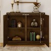 SKRAN V-shape Storage Cabinet, Wood Coffee Bar, Narrow Buffet Cabinet with Doors and Shelves, for Living Room, Entryway and Kitchen - 3 of 4