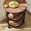 Round Side Table with Three Shelves Brown Elegant Coffee Table for Small Spaces High Load Capacity Easy to Assemble - 4 of 4