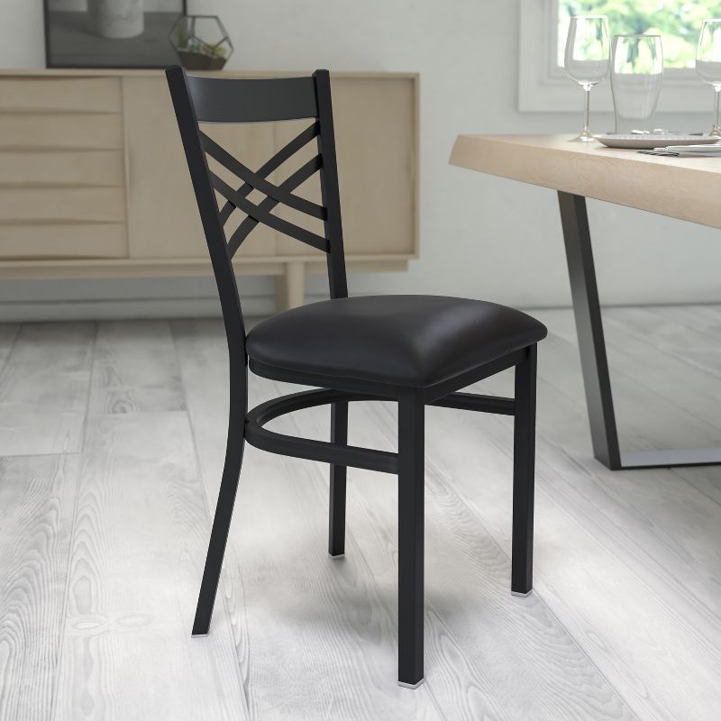 Flash Furniture Black ''X'' Back Metal Restaurant Chair, 3 of 13