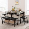 GOCAPTAIN Dining Table Set for 4, Kitchen Table Set with Upholstered Dining Bench and Square Stools, Metal Frame with Storage Shelves for Apartment - 4 of 4