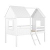 NicBex Twin Size Loft Bed House Shape Pine Low Bed Frame with Roof, Windows, Inclined Ladder and Guardrail, No Box Spring Required - 3 of 4